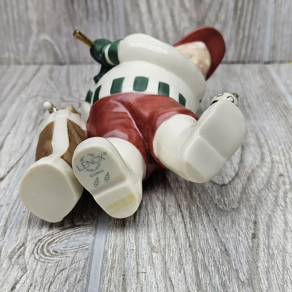 Lenox Santa Golf Figurine‎ Holiday Decor Hand Painted Porcelain Gold Accents Box